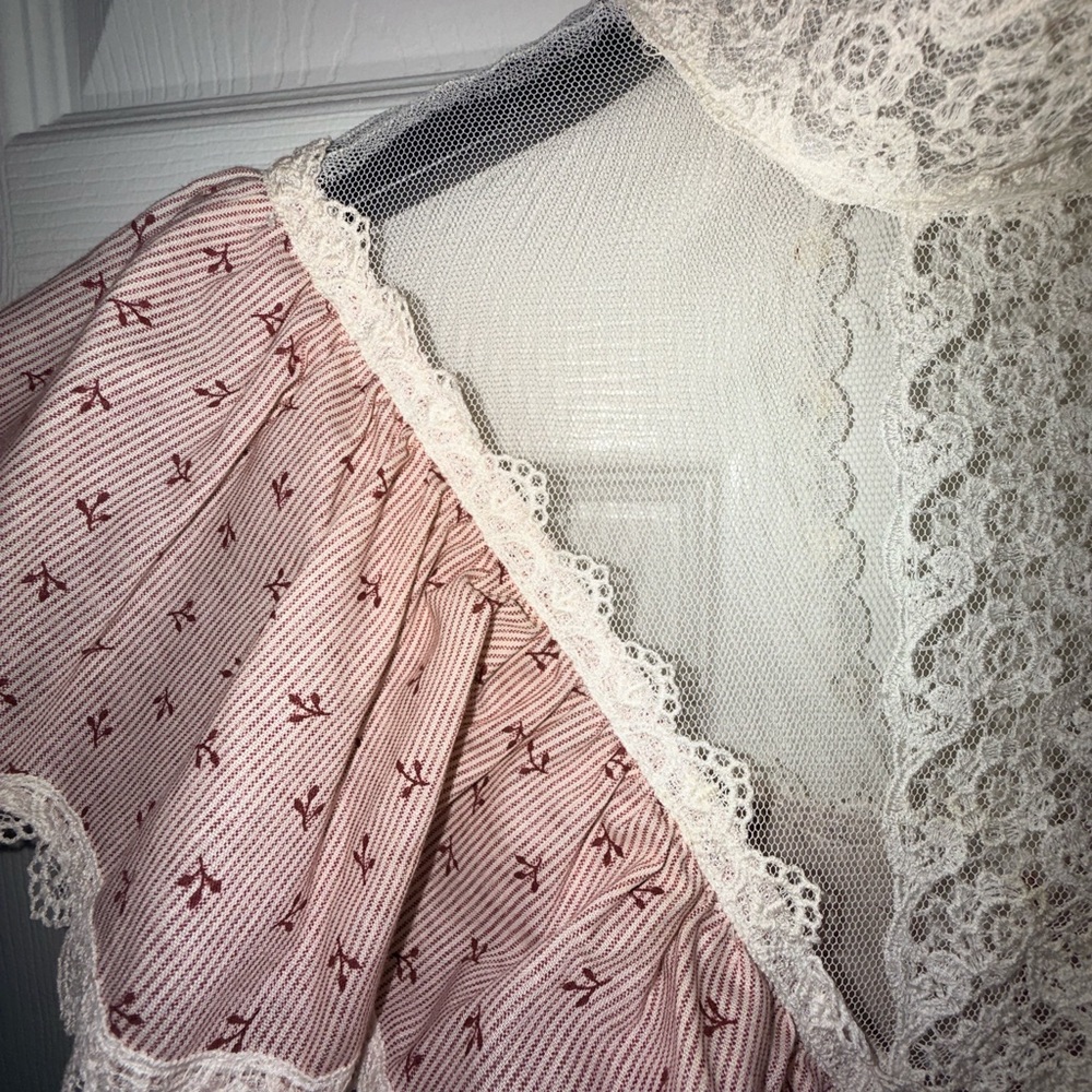 Gunne Sax Jessica San Francisco Lace Neck Cottagecore Prairie Maxi Dress Vintage - Picture 6 of 16